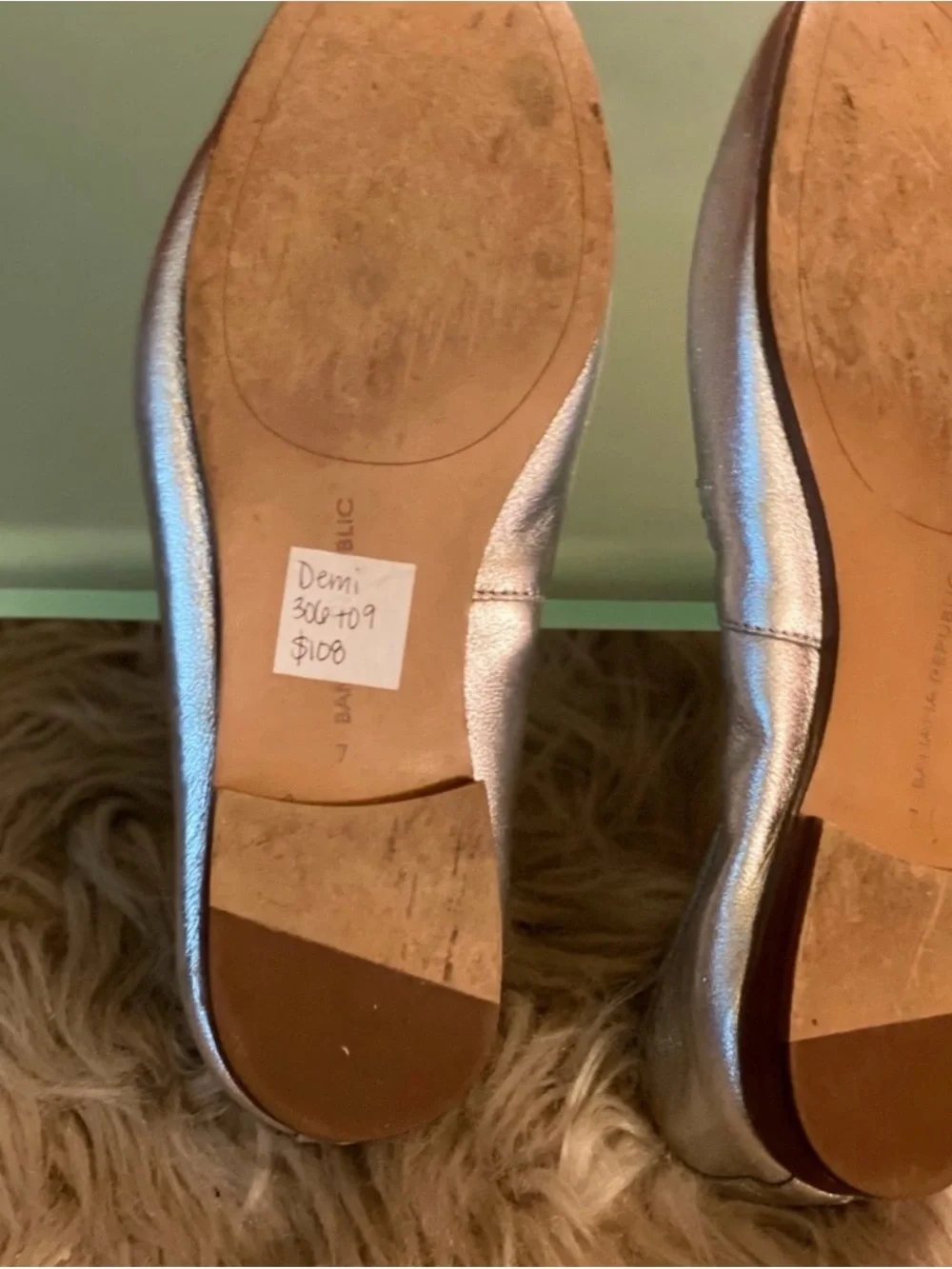 Banana Republic “Demi” Metallic Silver Slip-On Loafers